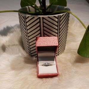 Silver CZ 3 Stone Art Deco Ring